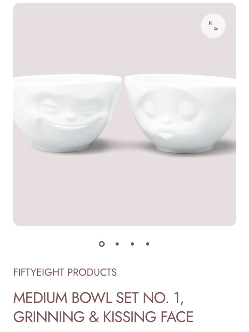 Fifty eight Medium Face Ceramic Bowl Set #1— Grinning & Kissing Faces, White